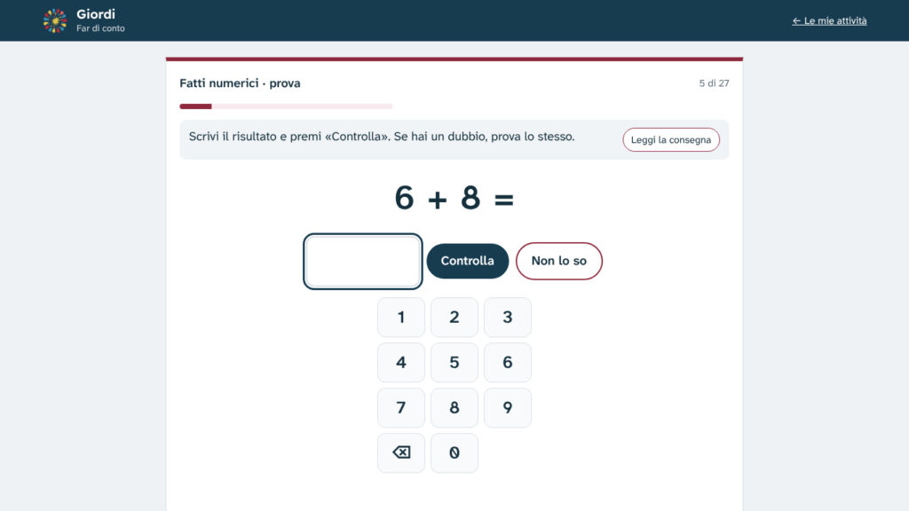 Giordi, Far di conto: un calcolo con il tastierino