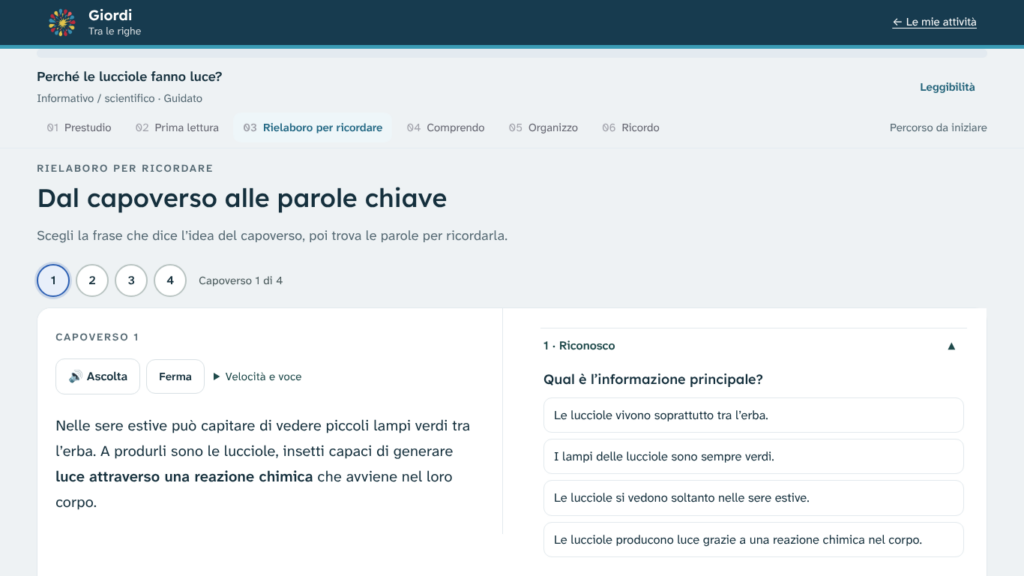 Giordi, Tra le righe: dal capoverso alle parole chiave