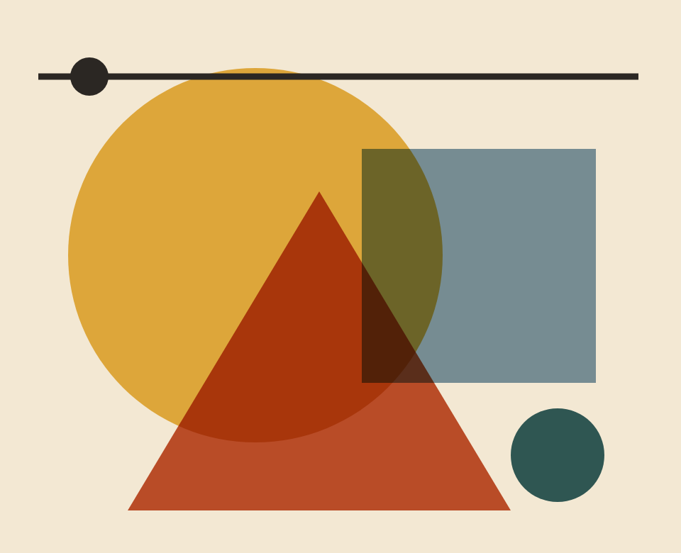 Composizione geometrica di cerchio, quadrato e triangolo